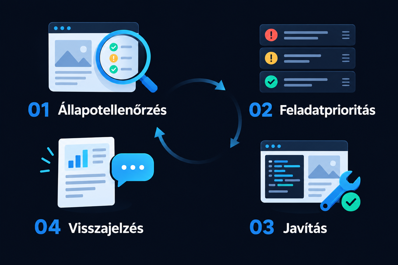 Weboldal rendszeres technikai ellenőrzésének szemléltetése